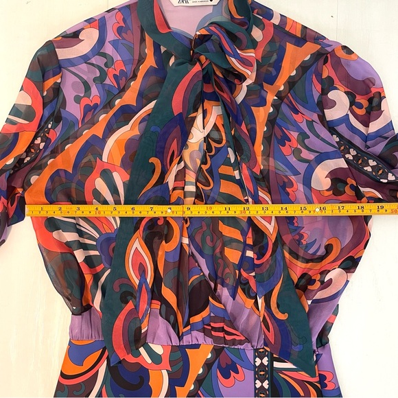 ZARA Pucci Mini Dress Sheer Long Sleeve Top Skirt Slit Multicolor, Women’s Small - Picture 16 of 17